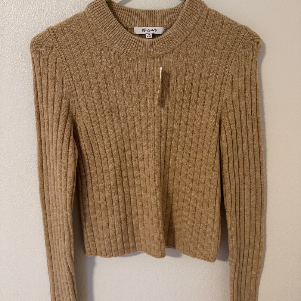 Madewell Oatmeal Ribbed Cropped Sweater XS NWT